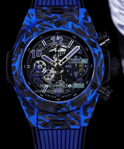 Swiss HUB1242 Hublot Replica Big Bang Watch Carbon Watch - Blue And Black Carbon Case